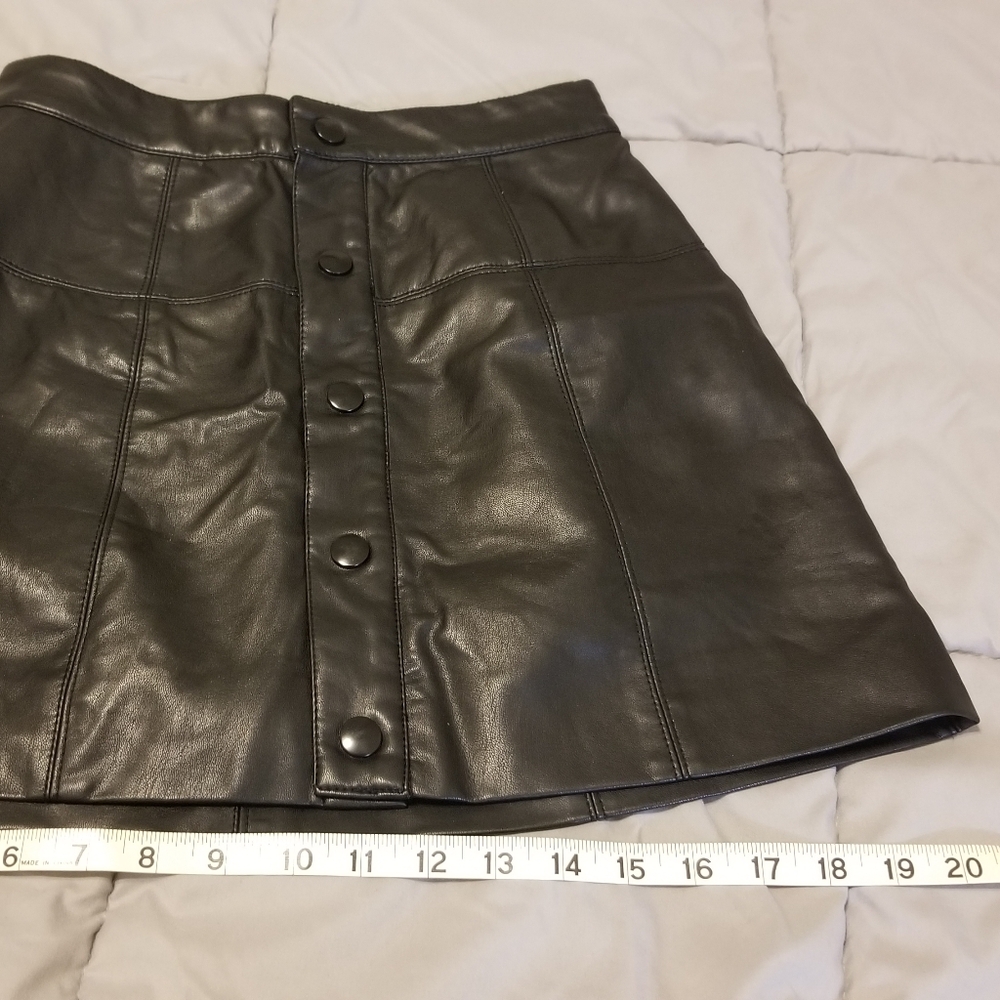 Free people button leather skirt